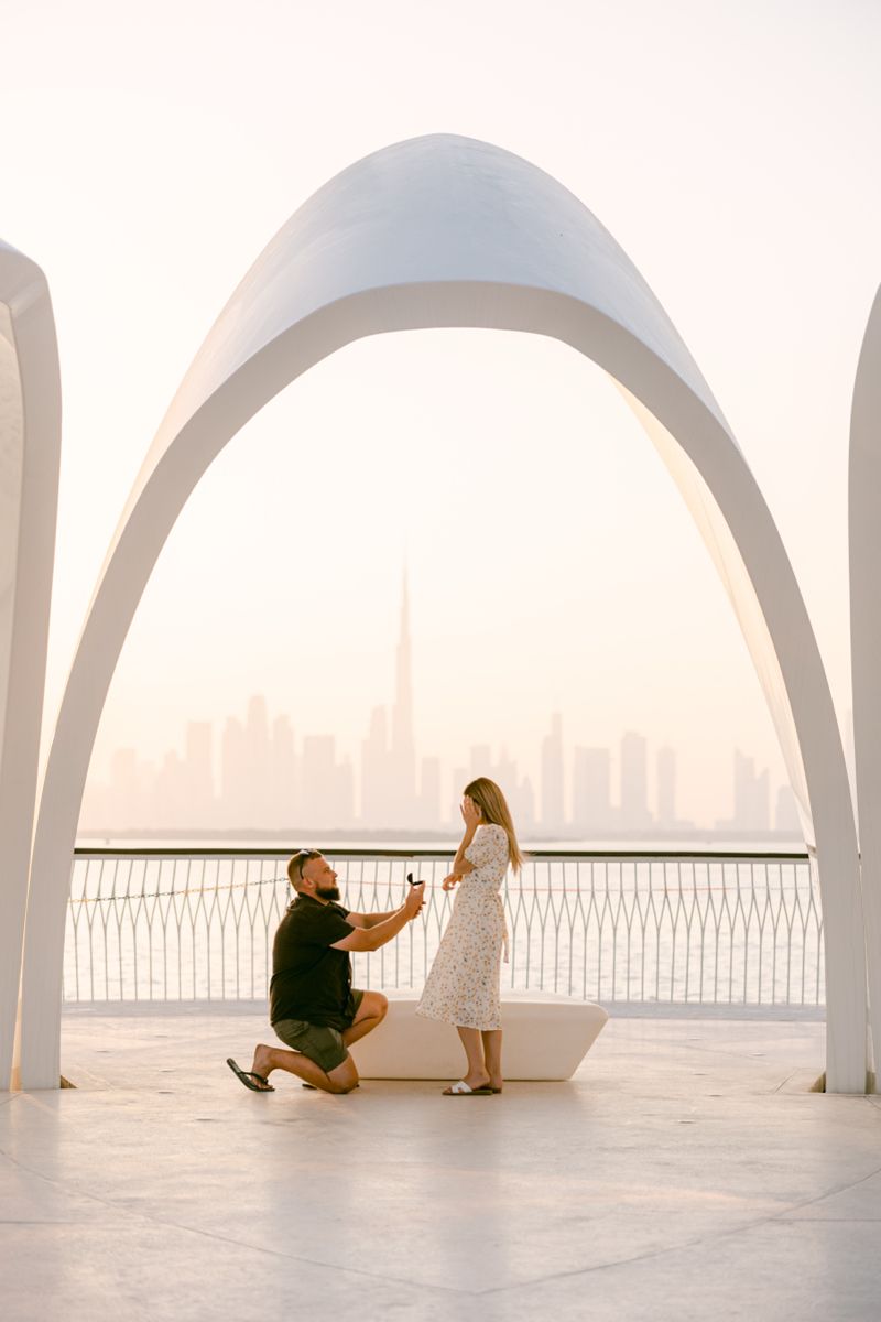 Romantic marriage proposal scene symbolizing serious Muslim dating app focused on halal relationships and long-term commitment
