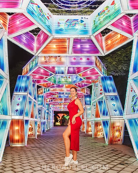 glowing night modeling photography at Dubai Glow Garden