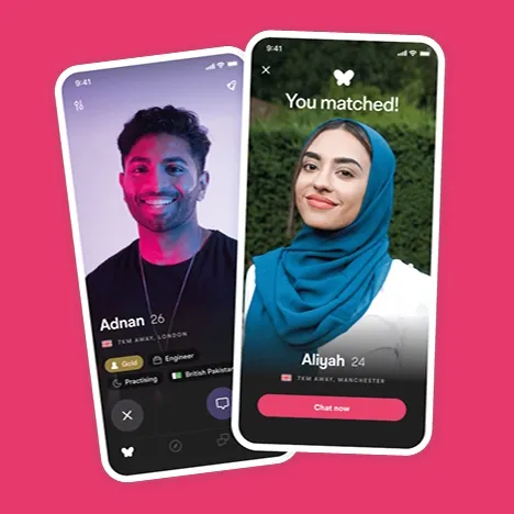 Muslim dating app match screen showing halal dating platform for serious marriage-minded singles