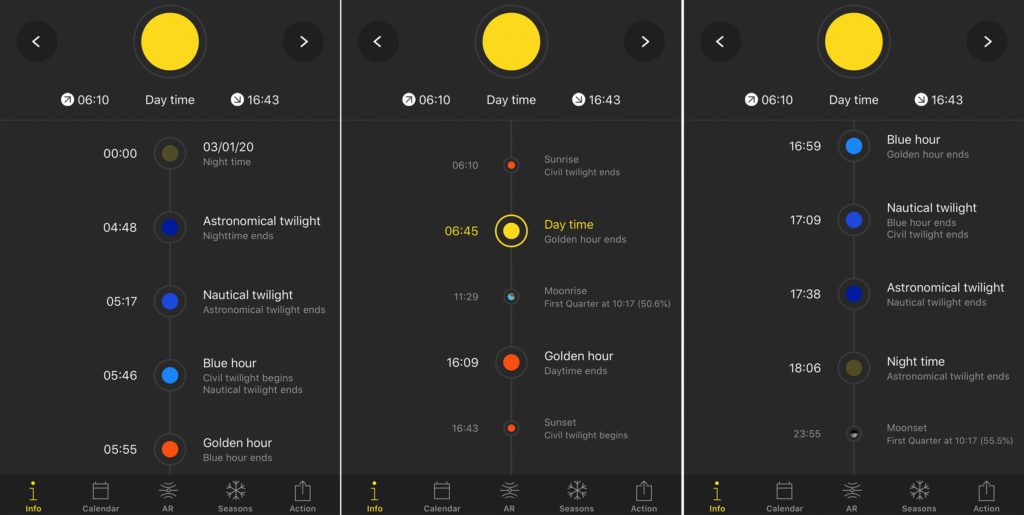 Golden hour and blue hour photography with details
