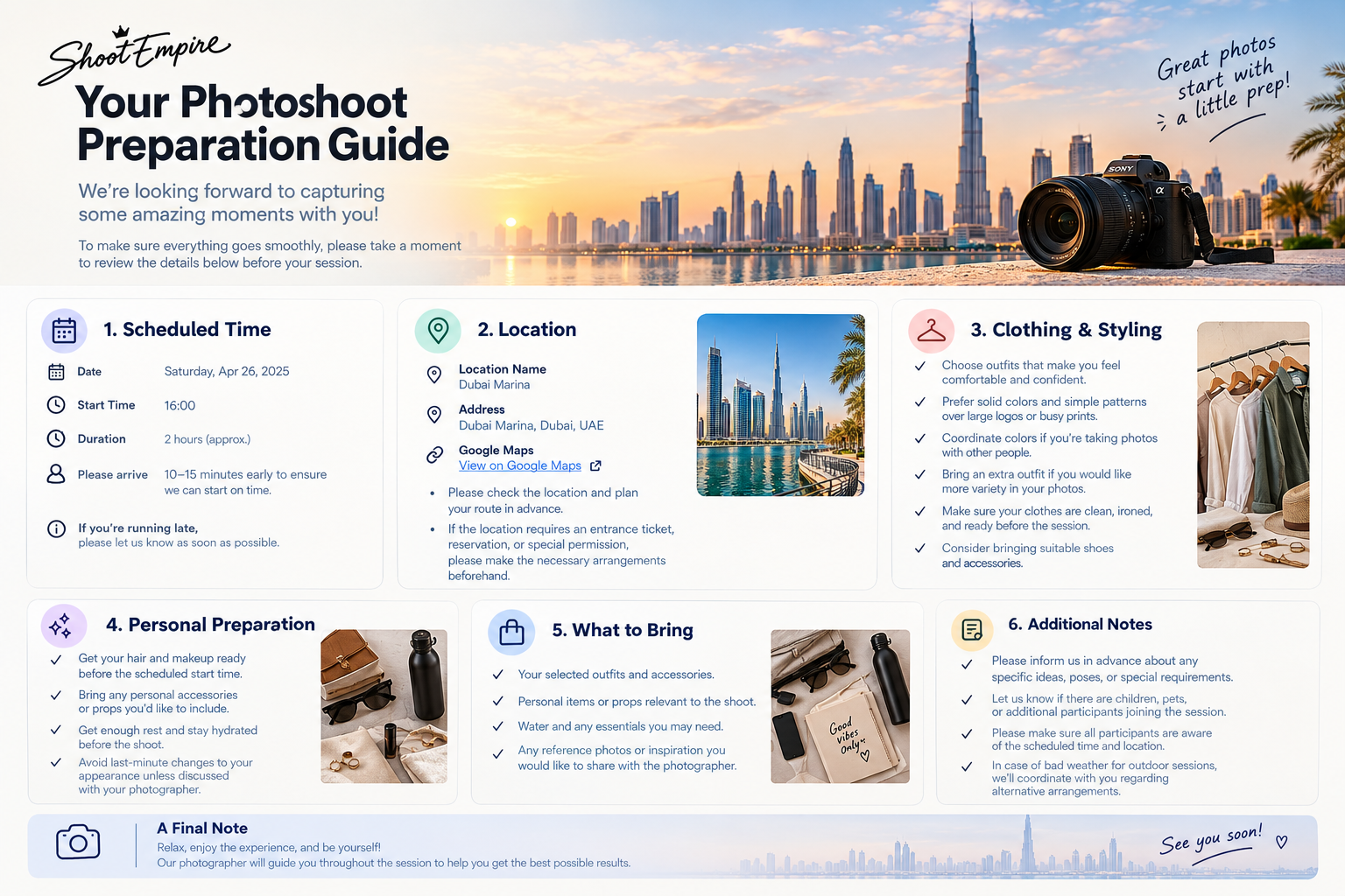 corporate headshot preparation guidance for the team